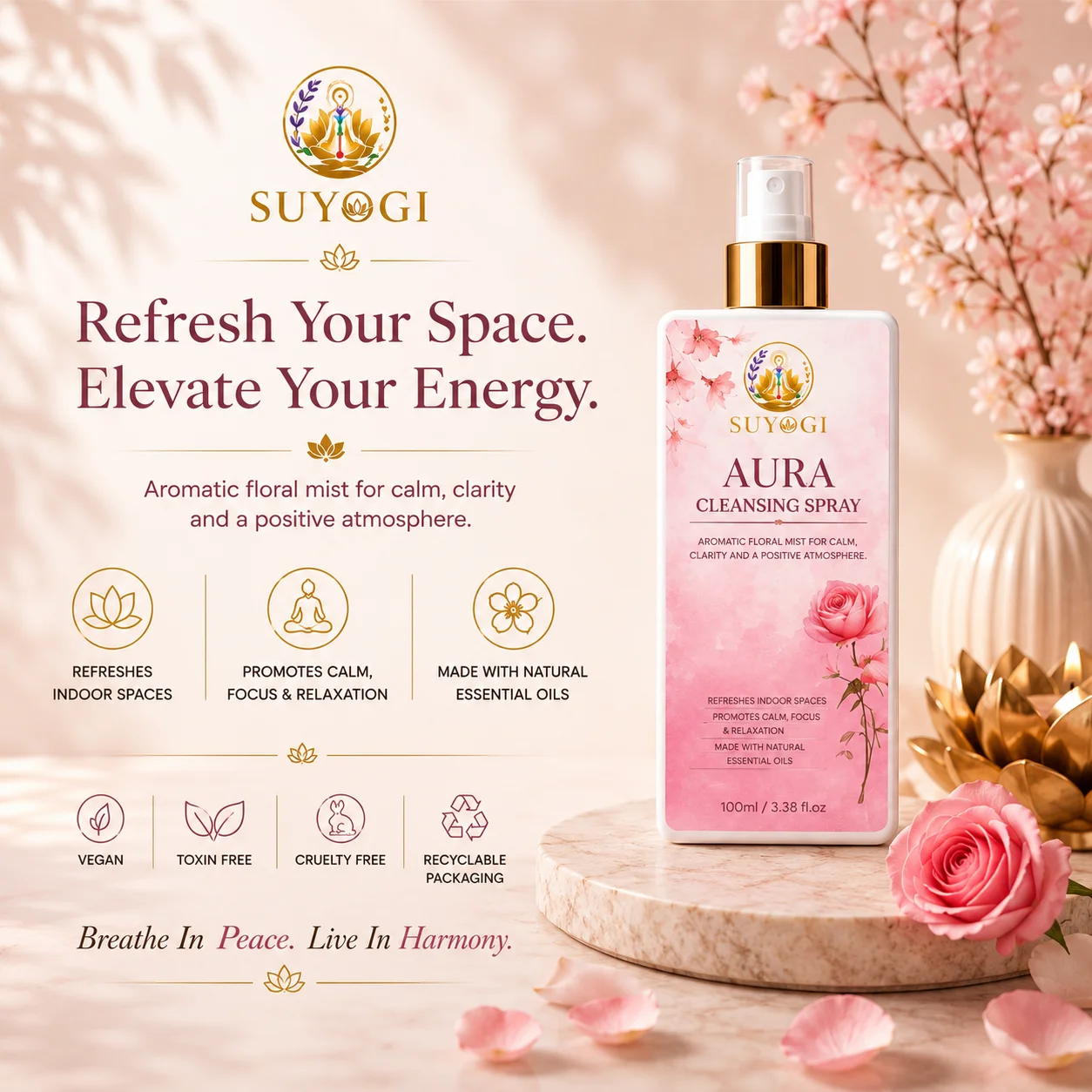 Suyogi dhoop, essential oils & aura sprays