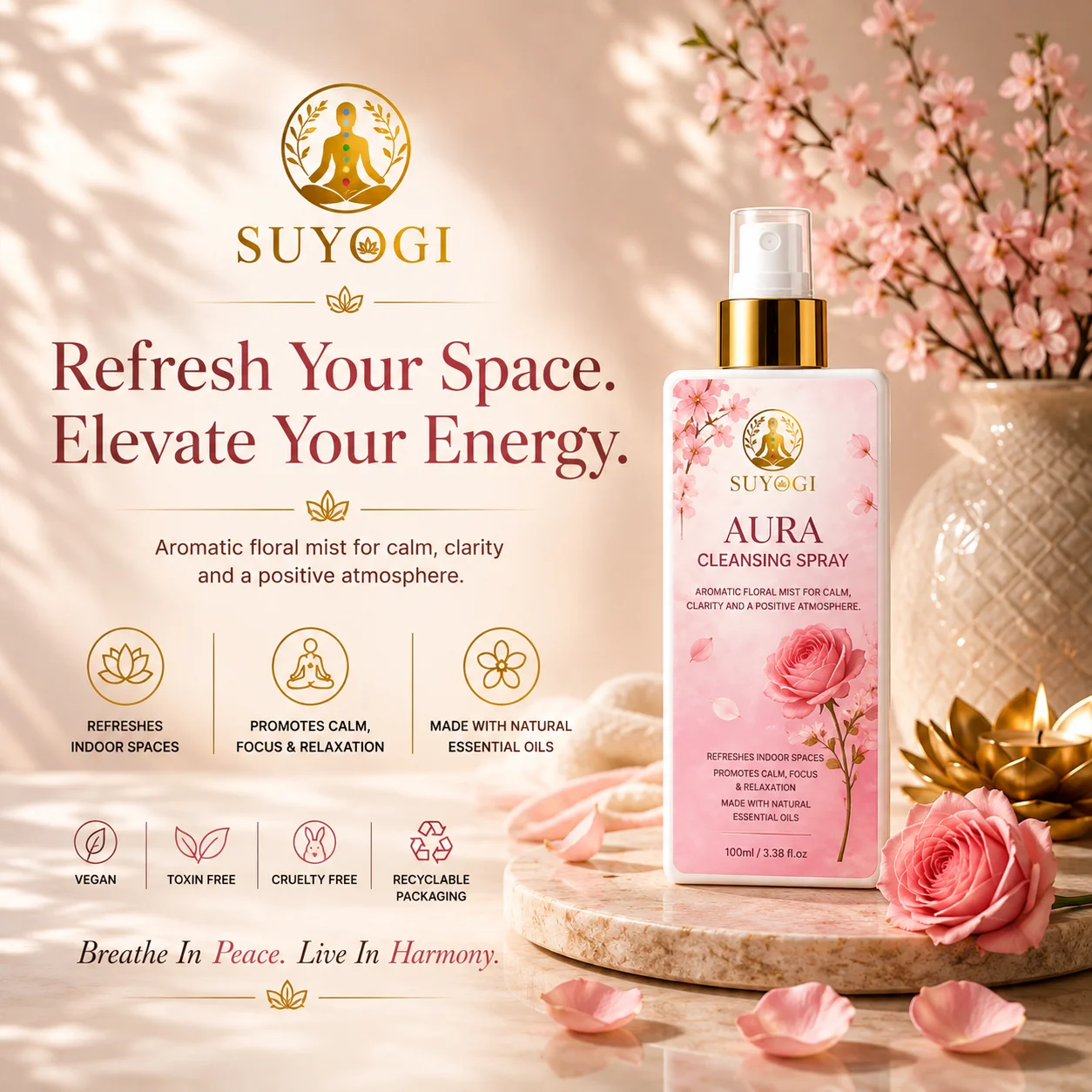 Suyogi dhoop, essential oils & aura sprays