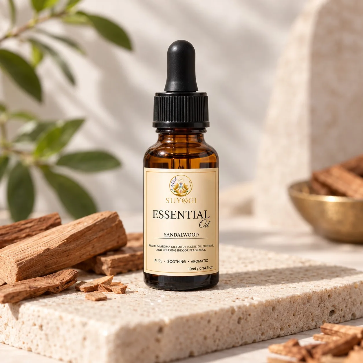 Suyogi Sandalwood Essential Oil bottle
